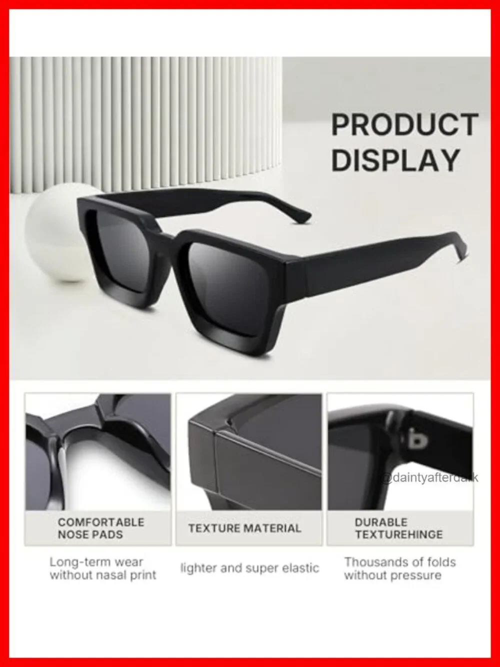 Square Thick Frame Sunglasses Designer Style UV Protection Unisex